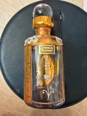 Estate Rare Egermann Czech Bohemian Gold Overlay Glass Perfume Bottle